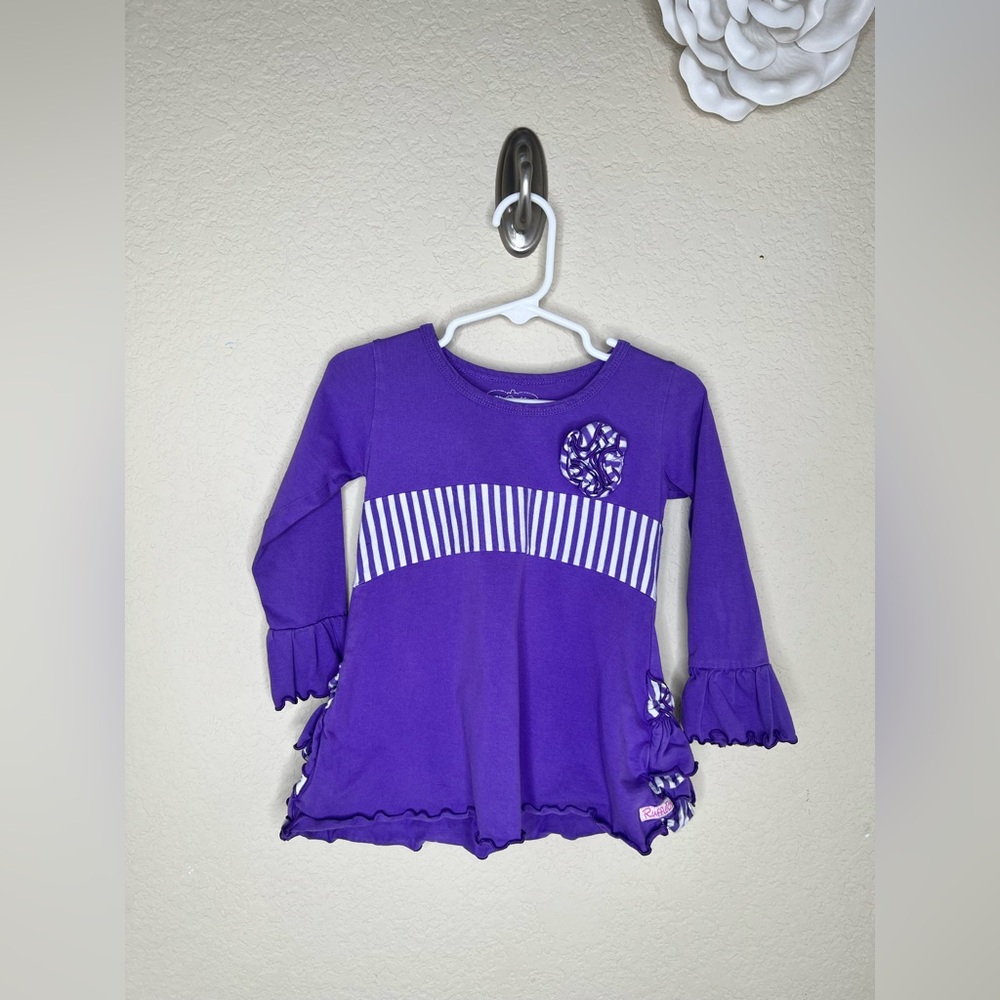 NTM RuffleButts Purple Ruffle Outfit Set 3T Striped Ruffle Pant Boutique Toddler - Picture 10 of 15